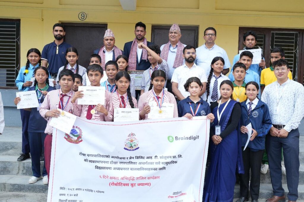 टोखा नगरपालिकामा ६ दिने विद्यालयस्तरीय रोबोटिक्स बुटक्याम्प सम्पन्न