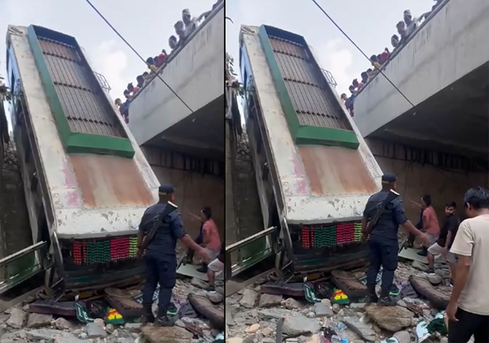 तनहुँको आँबुखैरेनीमा बस दुर्घटना, केहि घाइते