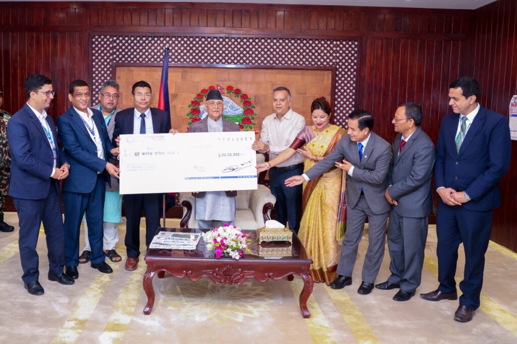नेपाल बैंकले दियो प्रधानमन्त्री दैवी प्रकोप उद्धार कोषमा दुई करोड